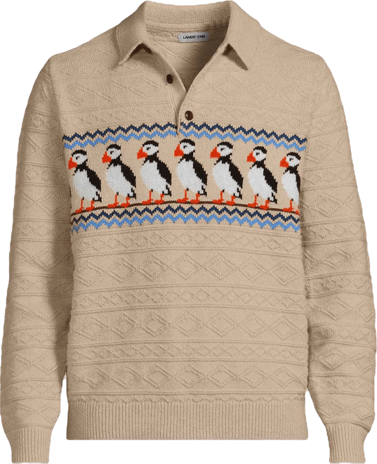 Men's Long Sleeve Cozy Cotton Blend Polo