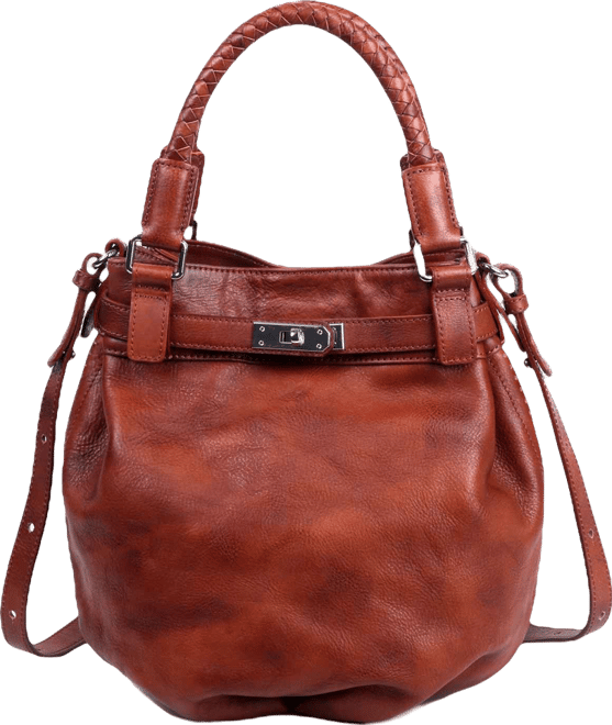 Women's Genuine Leather Pumpkin Bucket Bag