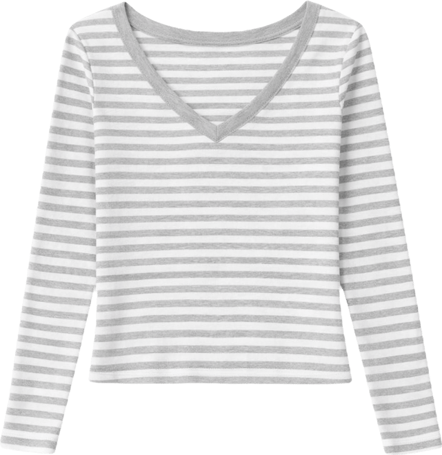 Women's Kimi Striped Long Sleeve V Neck Top