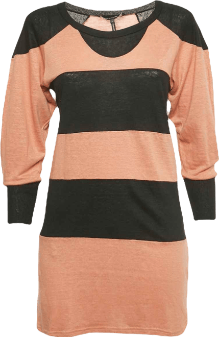 Women's Orange/black Striped Knit Top
