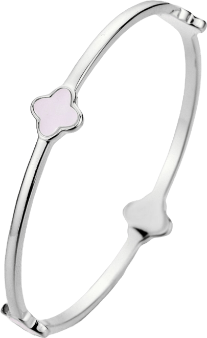 Silver Mother of Pearl Clover Bangle Bracelet