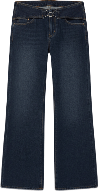 Women's Briah Belted Low Rise Wide Leg Jeans