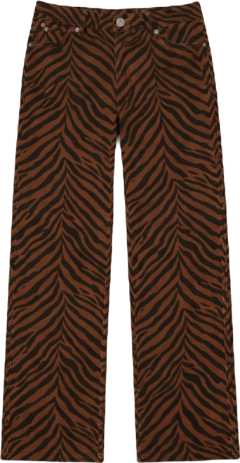 Women's Zebra Print Low Rise Baggy Jeans
