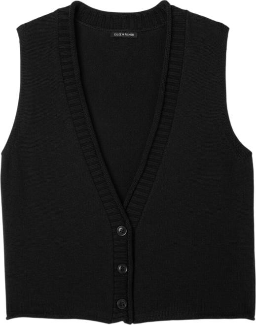 Peruvian Cotton Blend V-Neck Vest | EILEEN FISHER