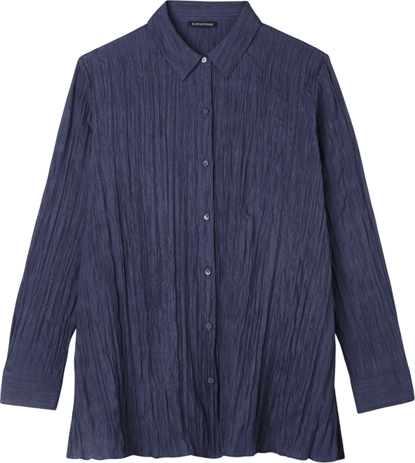 Crinkle Silk Habutai Classic Collar Shirt | EILEEN FISHER