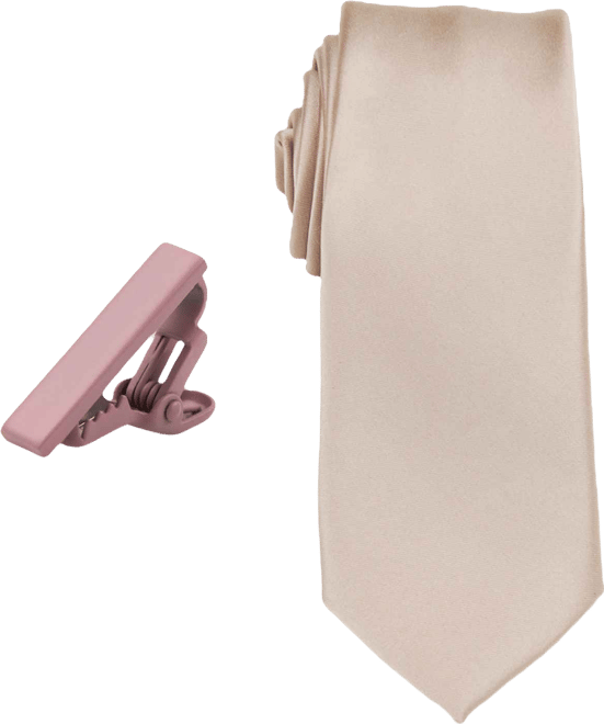 Men's Solid Tie & 1" Tie Bar Set