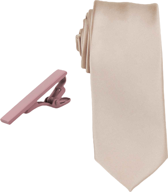 Men's Solid Tie & 1-1/2" Tie Bar Set