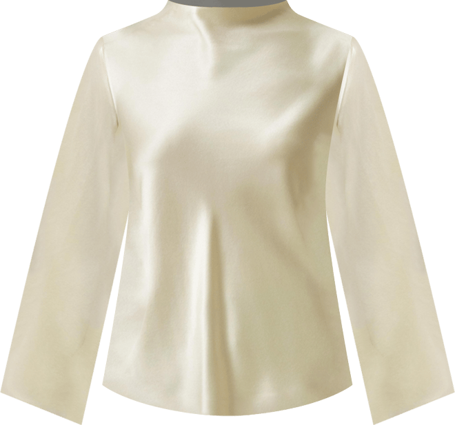 Bell Sleeves Minimalist Silk Top for Women
