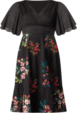 Women's Lillian Embroidered Mesh Midi Cocktail Dress