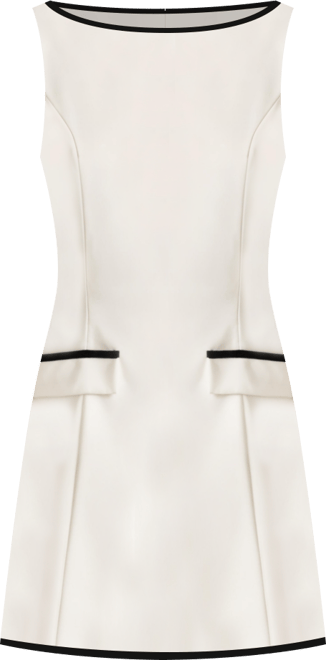 Women's Sleeveless A-Line Contrast Trim Faux Pocket Mini Dress