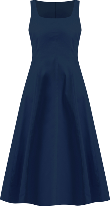 Women's Seamed Square Neck Midi Dress