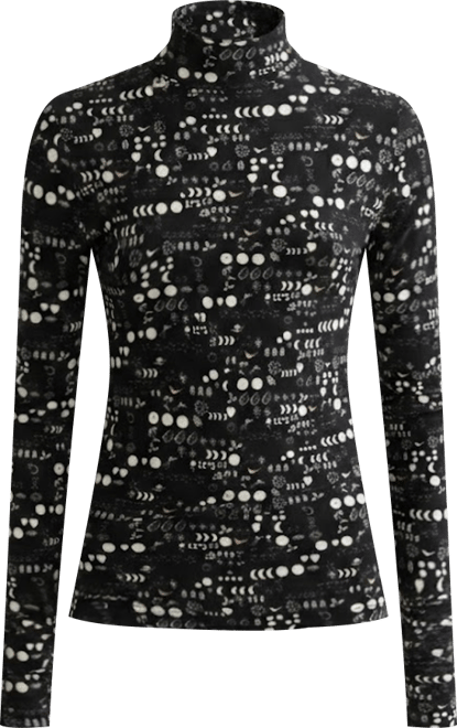 Women's All Over Printed Mock Neck Long Sleeve T-shirt