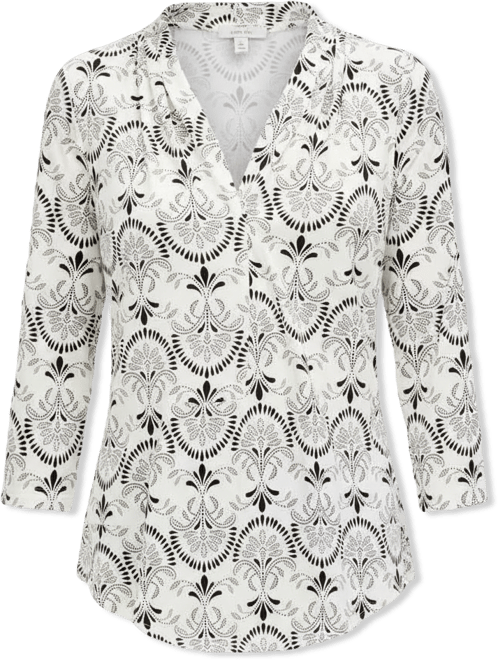 Women's Printed 3/4 Sleeve V-Neck Knit Top, Macy's Exclusive