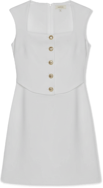 Women's Crepe Square Neck Button Front Two-Piece Dress