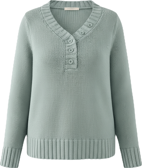 Plus Size Button Y-Neck Sweater