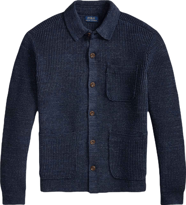 Men's Collared Button-Front Cardigan