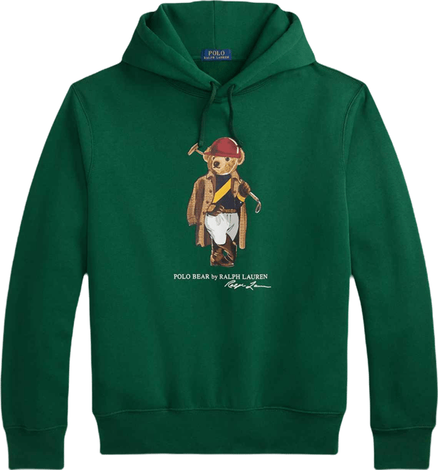 Men's Bear Print Fleece Hoodie