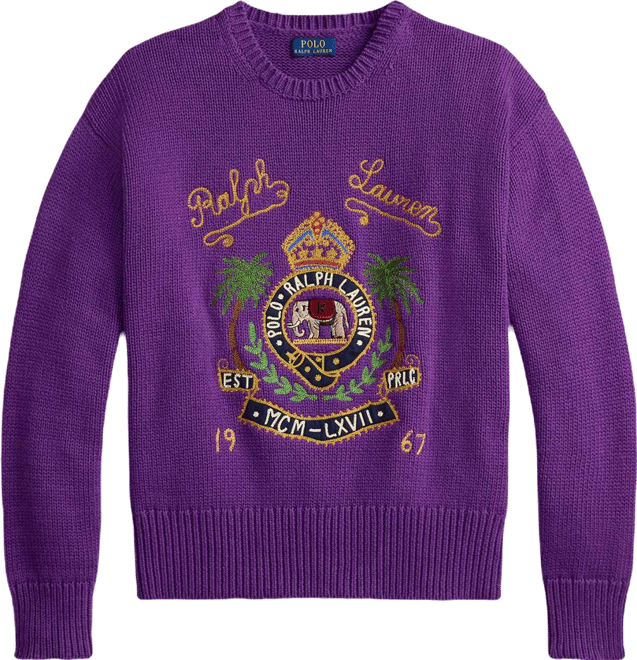 Men's Crewneck Embroidered Knit Sweater