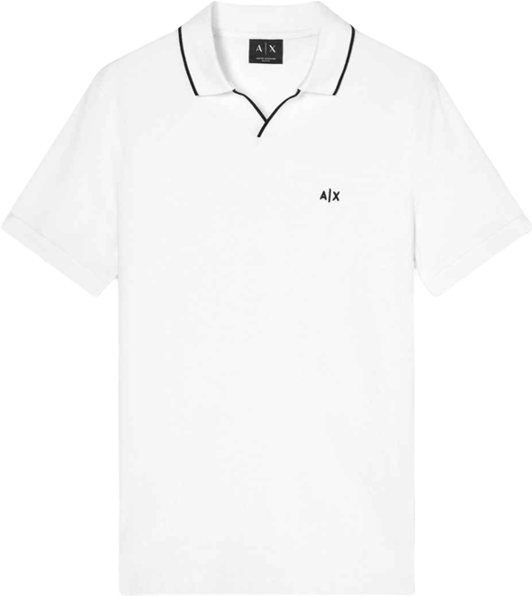 Men's Short Sleeve Pique Johhny Collar Polo Shirt with Tipping