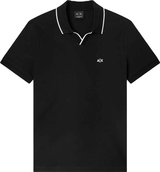 Men's Short Sleeve Pique Johhny Collar Polo Shirt with Tipping