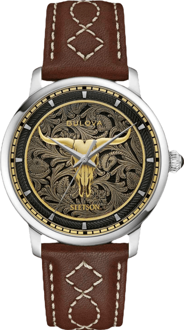 Men's Hudson Stetson Brown Leather Strap Watch, 39mm