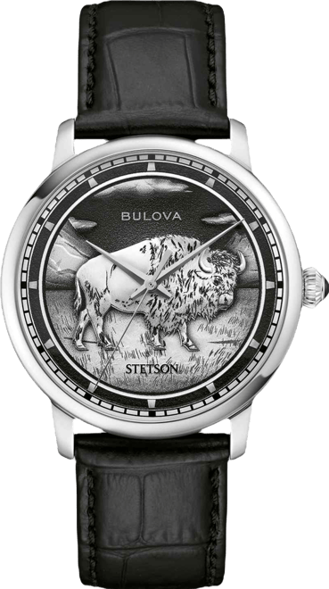 Men's Husdon Stetson Black Leather Strap Watch, 39mm