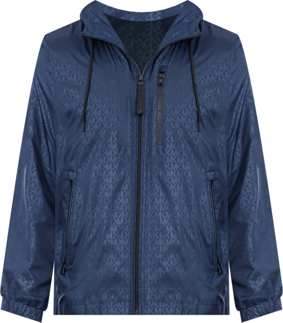 Men's Printed Logo Hooded Windbreaker Jacket