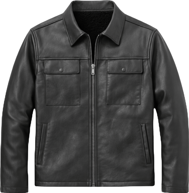 Men's Capp Leather Shirt Jacket with Bonded Faux Shearling