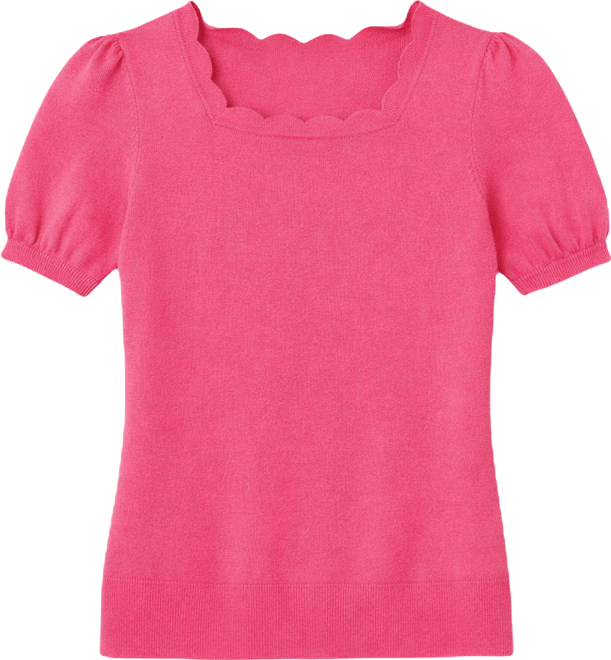 Women's Scalloped Short-Sleeve Sweater