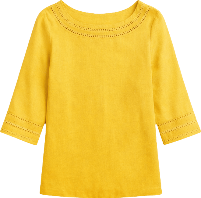 Women's 3/4-Sleeve 100% Linen Blouse, Exclusively at Macy's