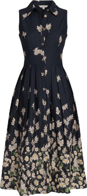 Women's Daisy-Print Cotton Shirtdress