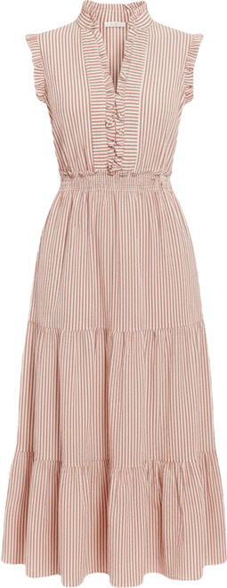 Women's Striped Tiered Ruffle-Trim Maxi Dress