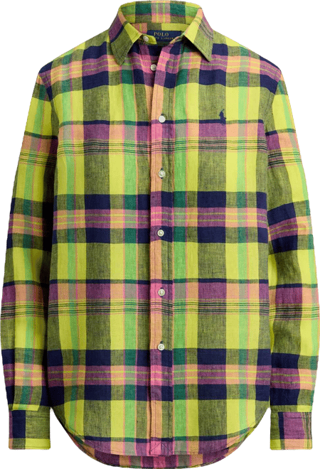 Women's Classic Fit Plaid Point Collar Shirt