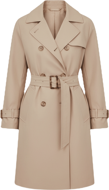 Women's Double Breasted Belted Notch Collar Trench Coat
