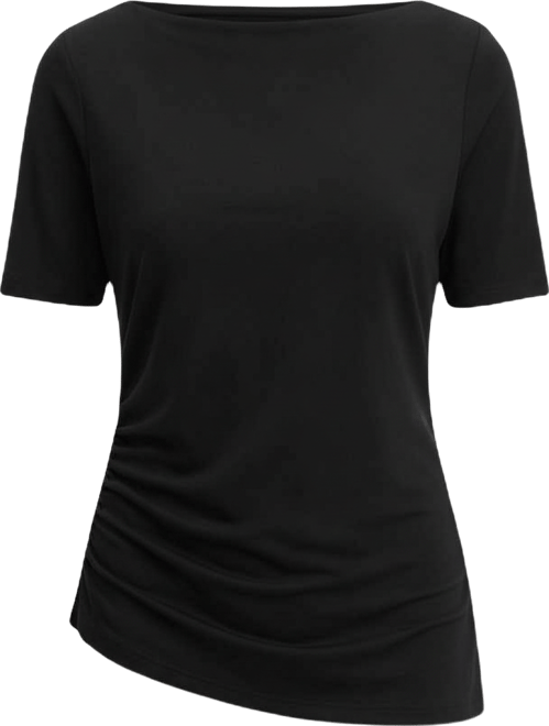 Women's Short-Sleeve Asymmetrical-Hem Ruched Layering Top, Macy's Exclusive