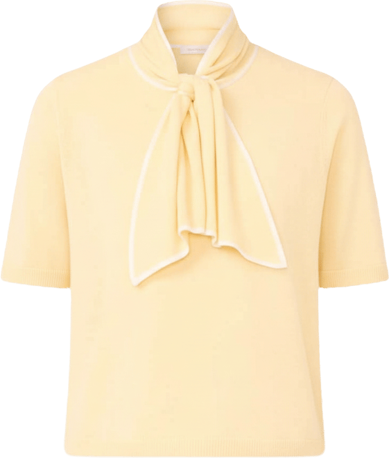 Women's Tipped Tie-Neck Pull-On Sweater