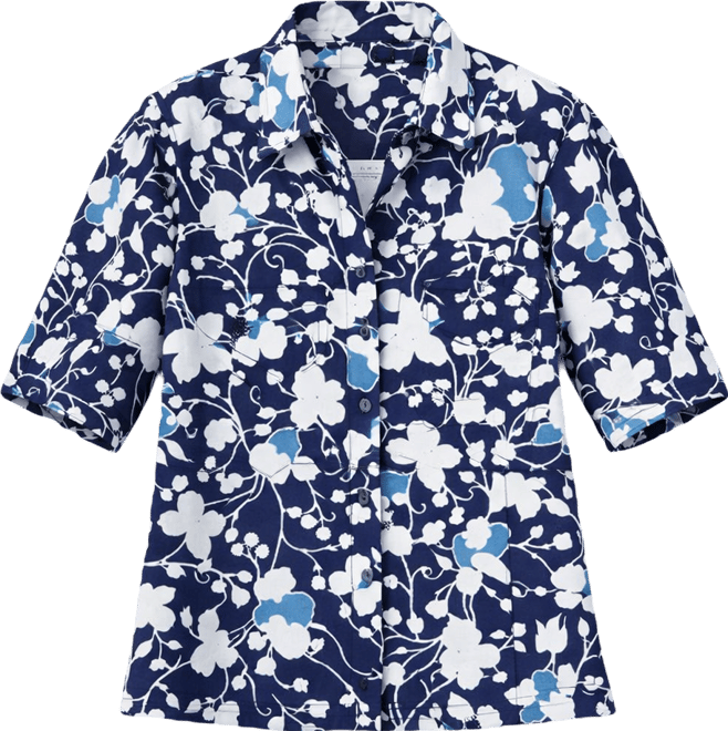 Women's 100% Linen Print Roll-Tab Camp Shirt, Created for Macy's