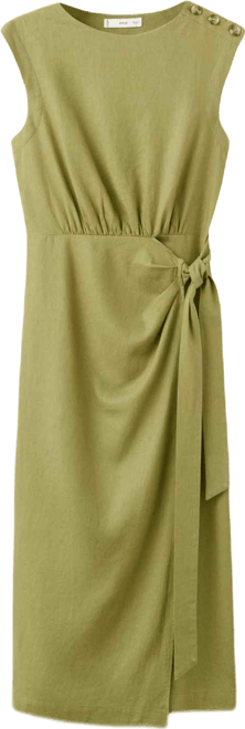 Mango Women's Linen Wrap Dress - Macy's