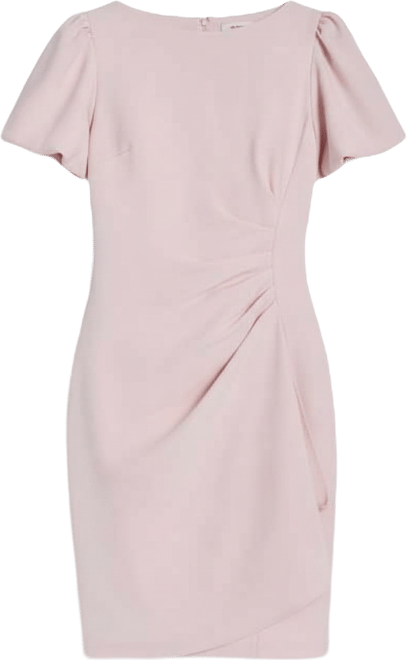 Women's Bubble Sleeve Scuba Crepe Ruched Sheath Dress