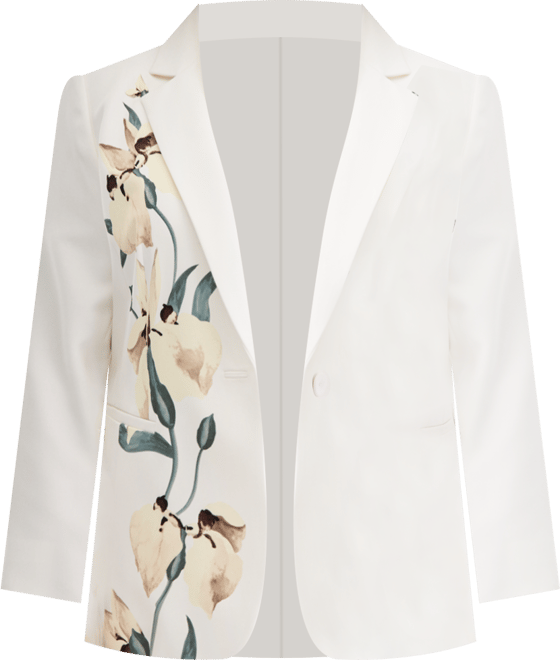 Plus Size Floral-Print One-Button Blazer