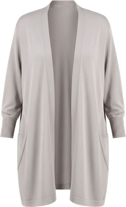 Plus Size Collarless Open-Front Cardigan