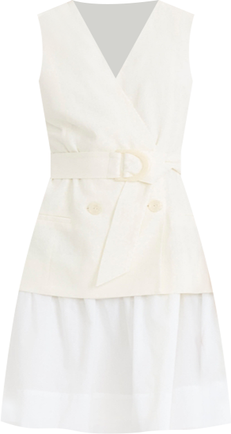 Women's Belted V-Neck Short Dress