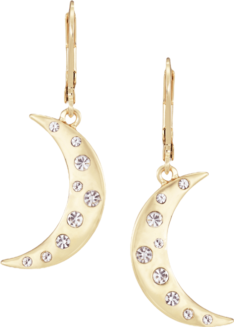 Pave Moon Drop Earrings