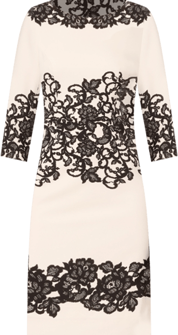 Women's Scroll Lace Boat Neck Short Dress