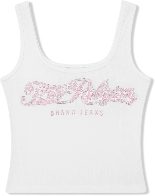 Women's Crystal Square Neck Rib Tank