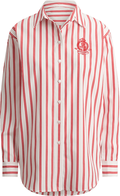 Women's Relaxed Fit Striped Collared Shirt