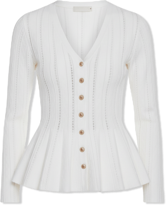 Women's Long-Sleeve Button-Front Peplum Top