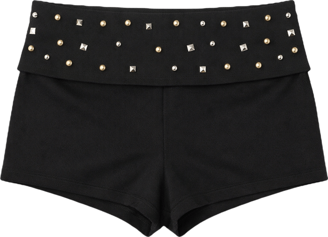 Women's Studded Foldover Micro Shorts
