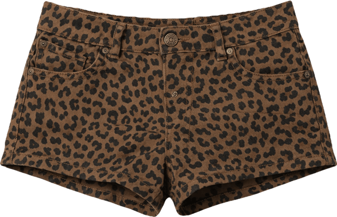 Women's Leopard Printed Twill Micro Shorts