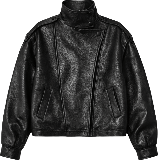 Women's Jaicee High Neck Oversized Faux Leather Jacket